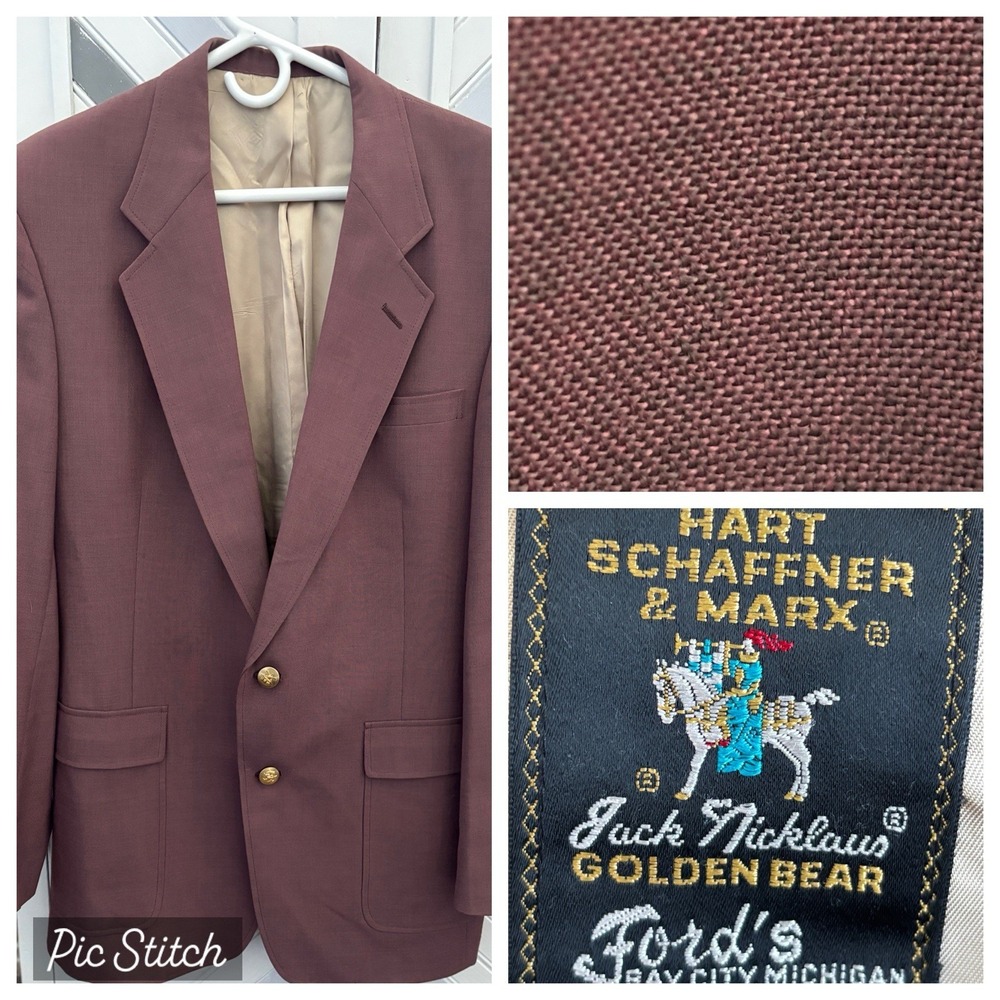 Hart Schaffner Marx Men's 42XL Jack Nicklaus Golden‎ Bear Maroon Sport Coat